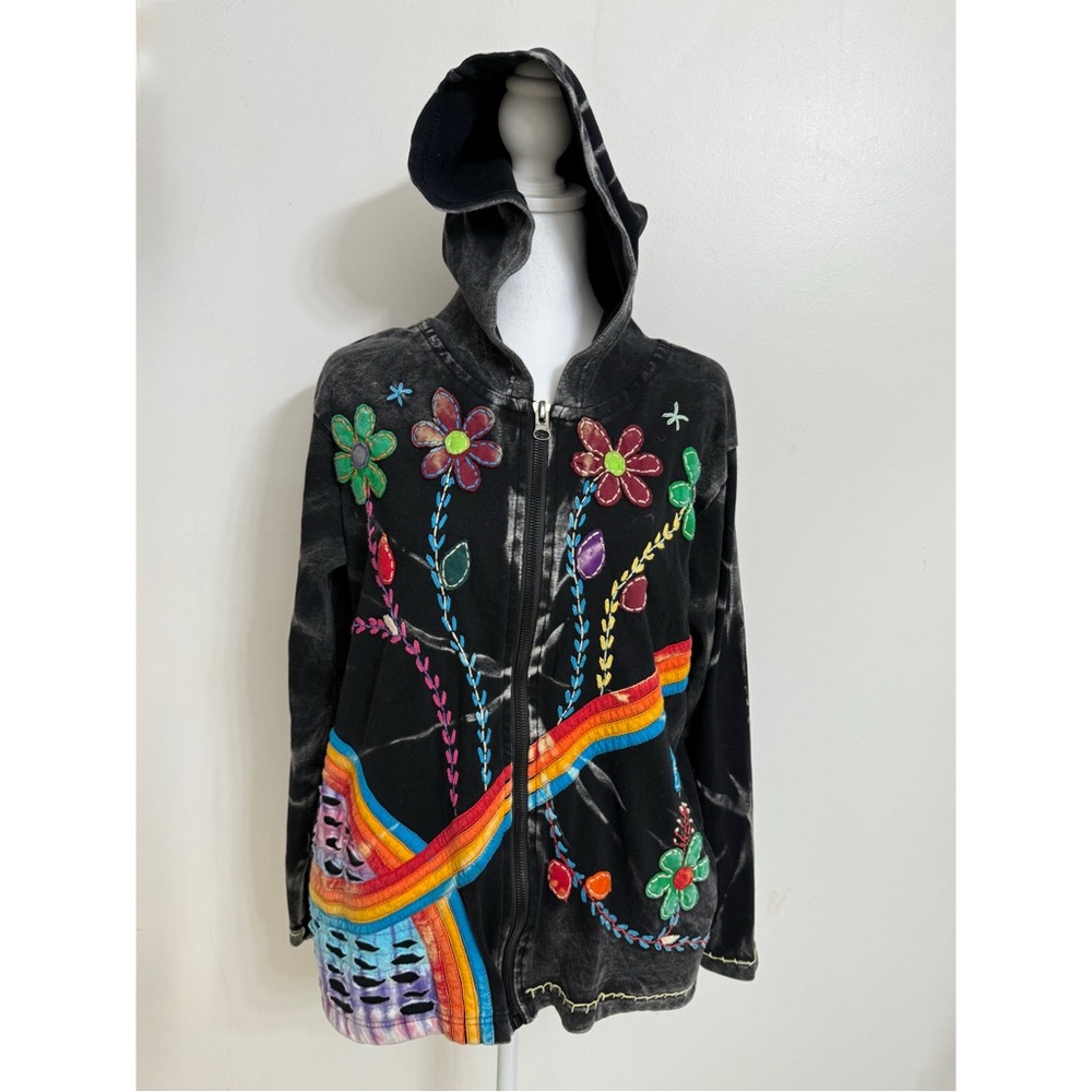 Rising International Plus Size Rainbow Bohemian Hippie Hoodie Zip Jacket